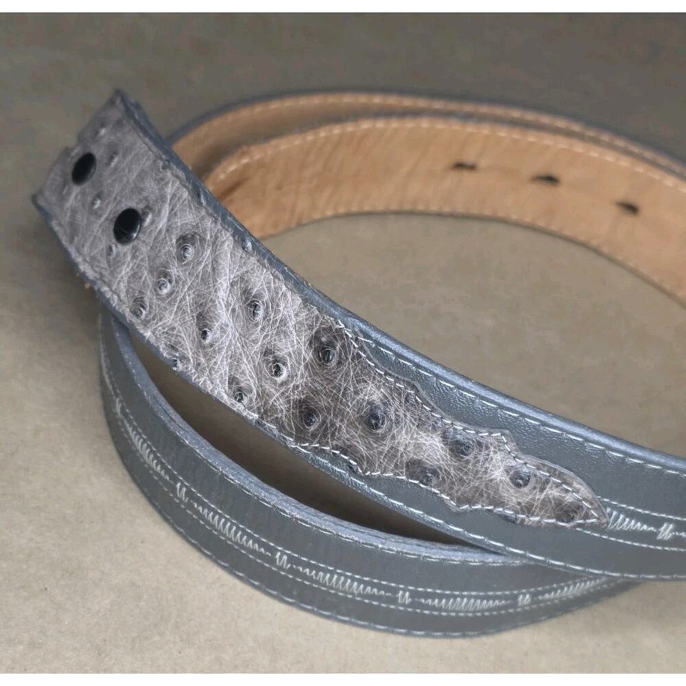 Tony Lama Men's SZ 38 Gray Ostrich Print Belt Western Rodeo NO BUCKLE
